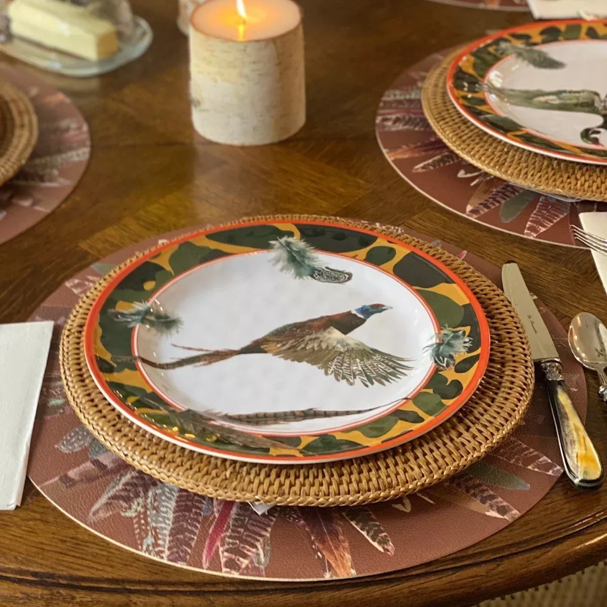 Game Birds & Feather Plates (Set of 4)