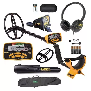 GARRETT Ace 400 Metal Detector with Waterproof Coil Pro-Pointer II and Carry Bag (1141260+1608700+1166050)