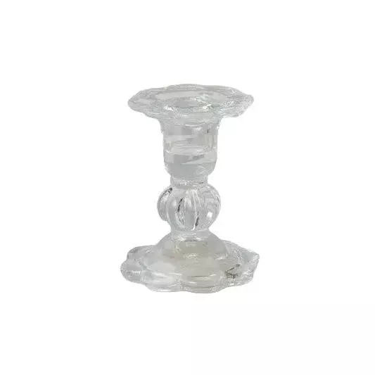 Glass Scalloped Candlestick Holder