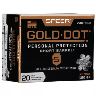 Gold Dot 23974GD Personal Protection 40 S&W 180 GR JHP 20 Rounds