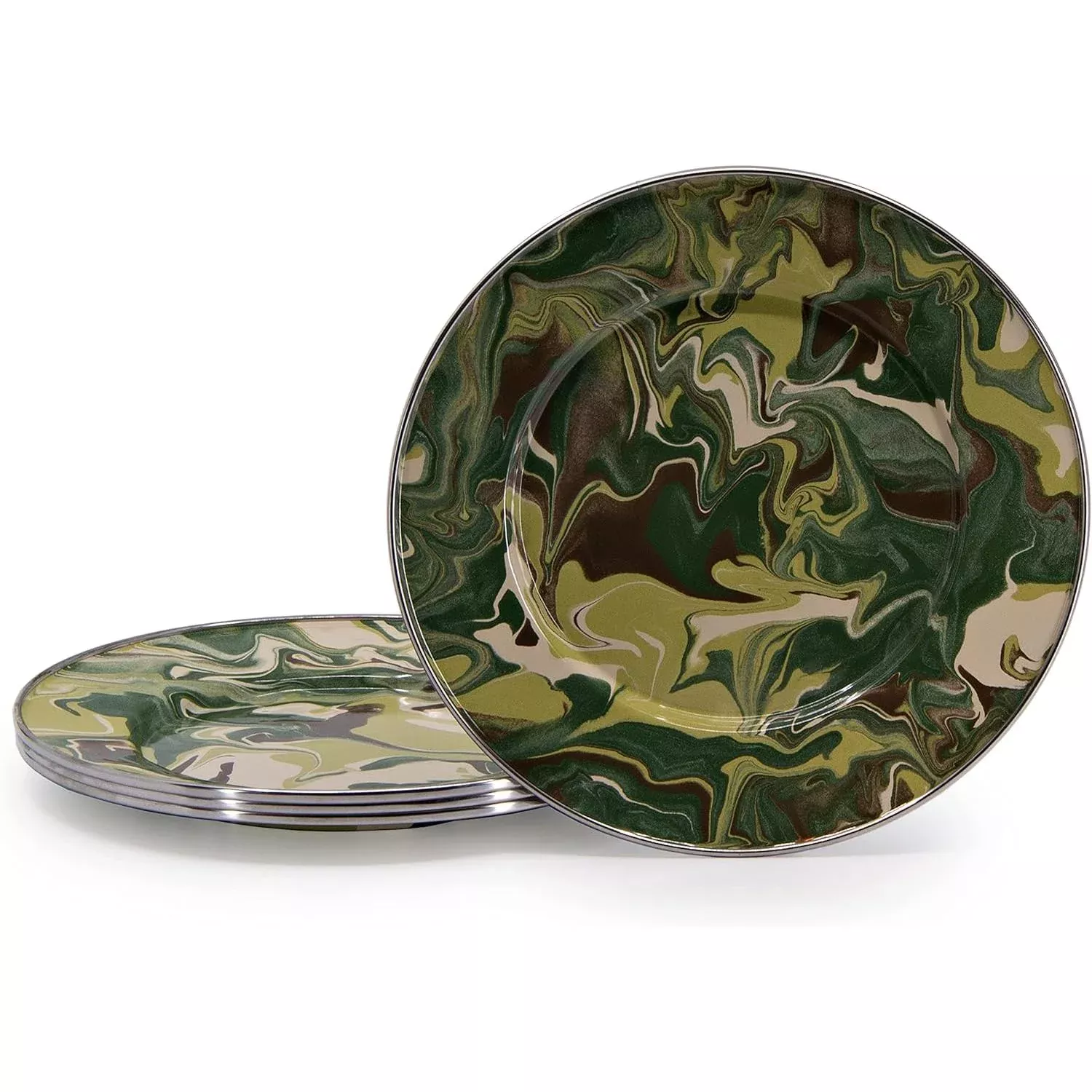 Golden Rabbit Enamelware Camouflage Sandwich Plates (Set of 4)