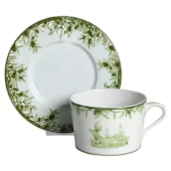 Green Deer 11 oz Cup & Saucer