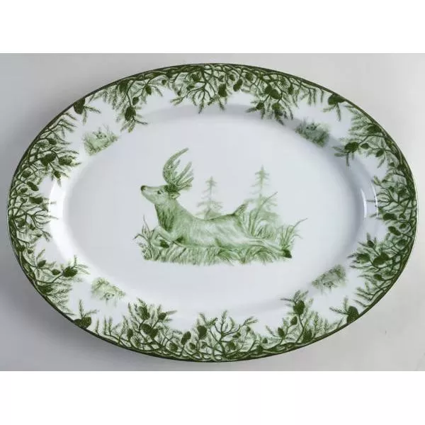 Green Deer Large Oval Platter