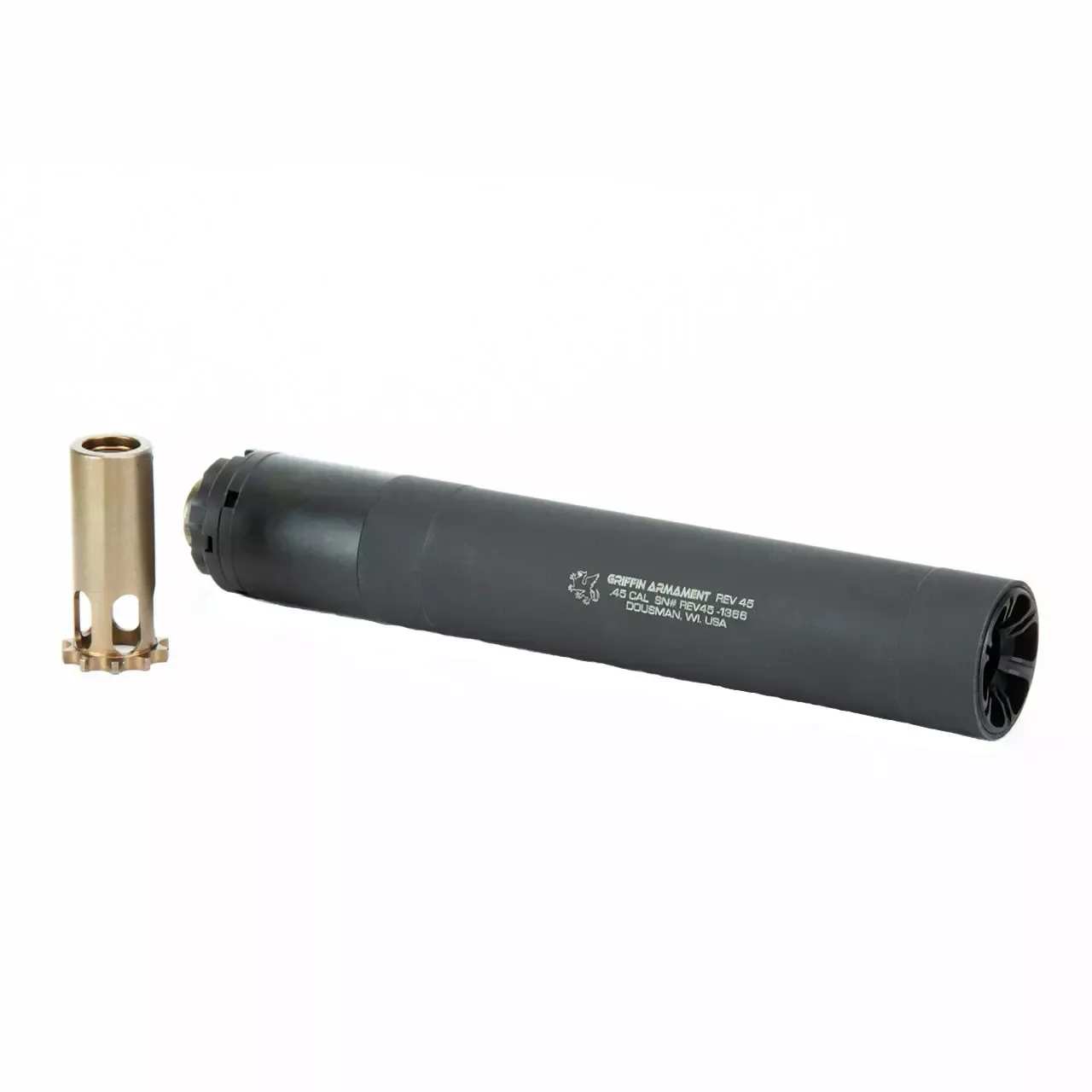 Griffin Armament Revolution 45 Suppressor .45 Cal Matte 8.2″