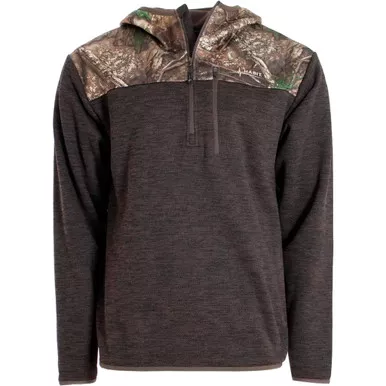 Habit Men’s 1/4 Zip Hooded Fleece Pullover Realtree Apx / Turkish Coffee