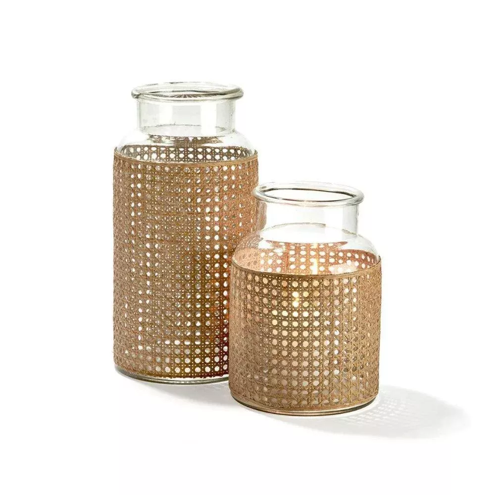Hand Crafted Cane Webbing Jar