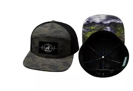 The Heartbeat Brand Hunting 7 Panel Hat – Mocha Camo/Black #HNT-7CHCMOLSB