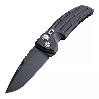 Hogue 34130 EX-A01 Automatic Folding Knife 3.50" Black CPM 154 Drop Point Blade, Matte Black Fluted Handle