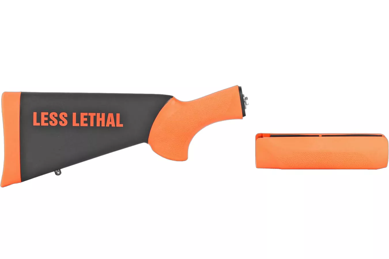 Hogue OverMolded Less Lethal Black/Orange Fits Remington 870