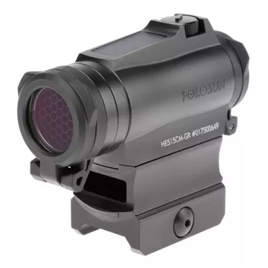 Holosun HE515CM-GR Solar/Battery Powered 20mm Micro Green Dot Sight, Multi-Reticle System & Lens Caps