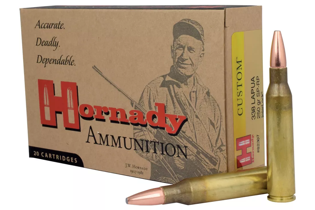Hornady  338 Lapua 250 gr Interlock SP Custom 20/Box