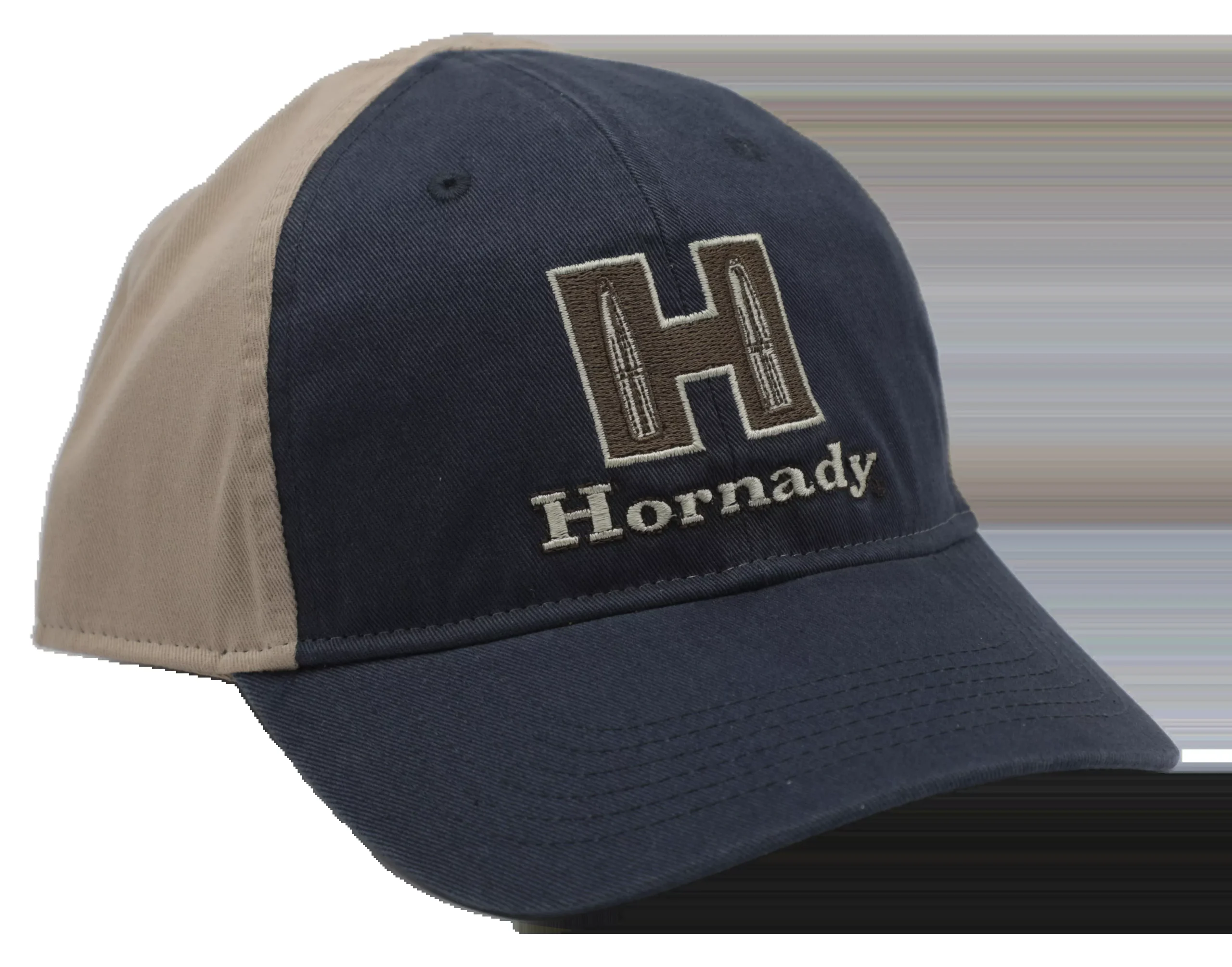 Hornady H-Patch Snapback Trucker Hat, Blue/Khaki, Semi-Structured, Adjustable – 99210