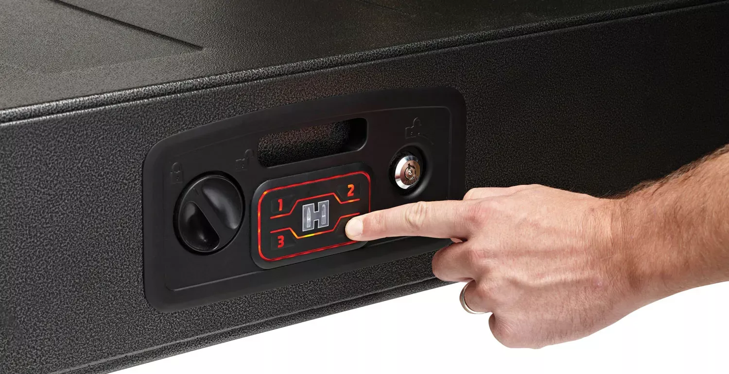 Hornady Rapid Safe AR Gunlocker RFID Access Code Key Entry Black Steel Holds 2 Rifles Holds 2 Long Guns 42 L x 15.25" W x 6.75" D"
