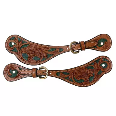INTREPID INTERNATIONAL Western Two-Tone Floral Stamped Spur Straps (159046)