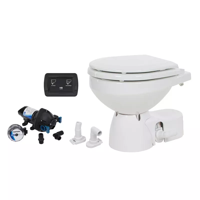Jabsco Quiet Flush E2 Raw Water Toilet Compact Bowl – 12V – Soft Close Lid