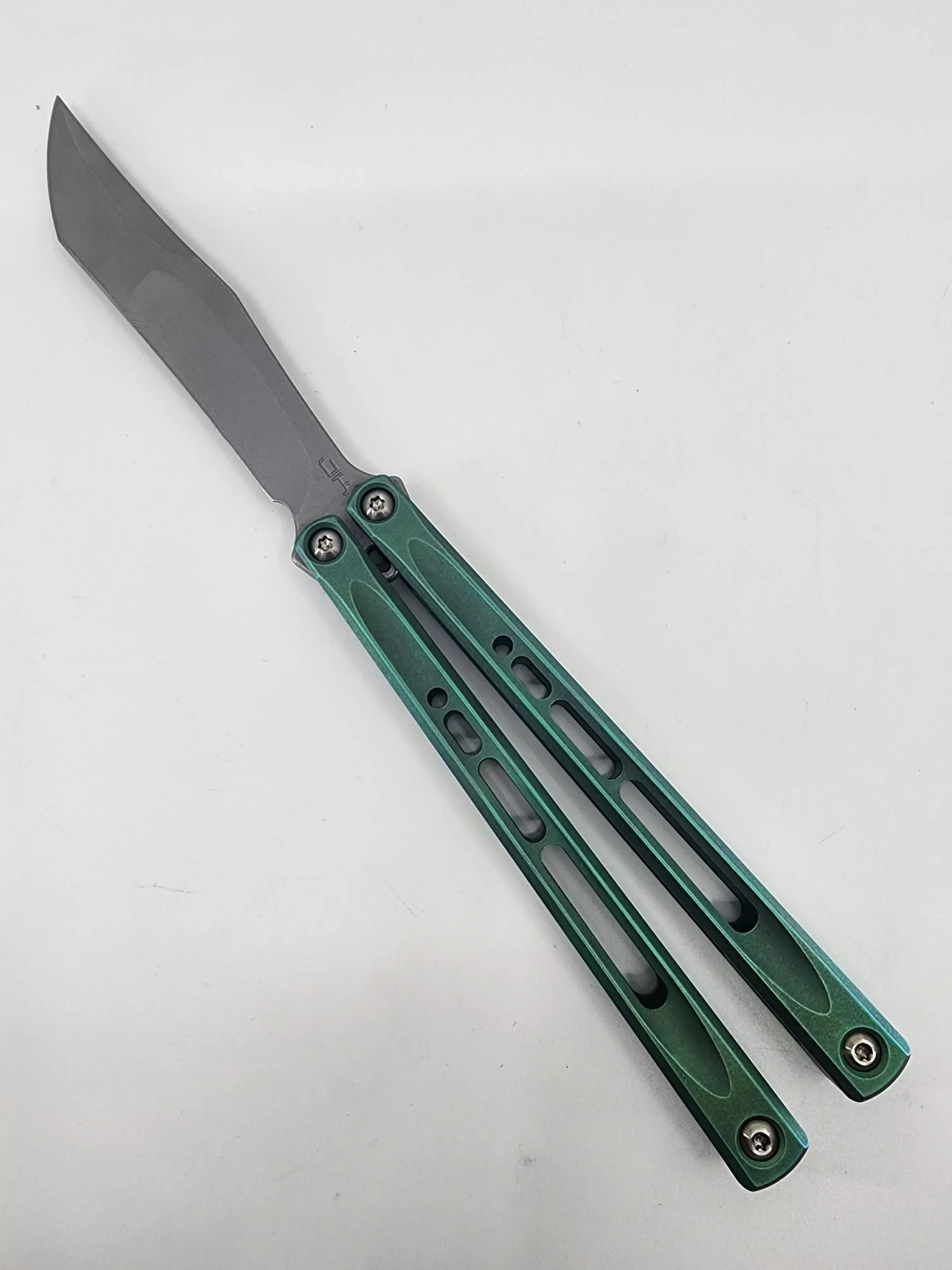 JK Design Embargo Green Live Blade Balisong