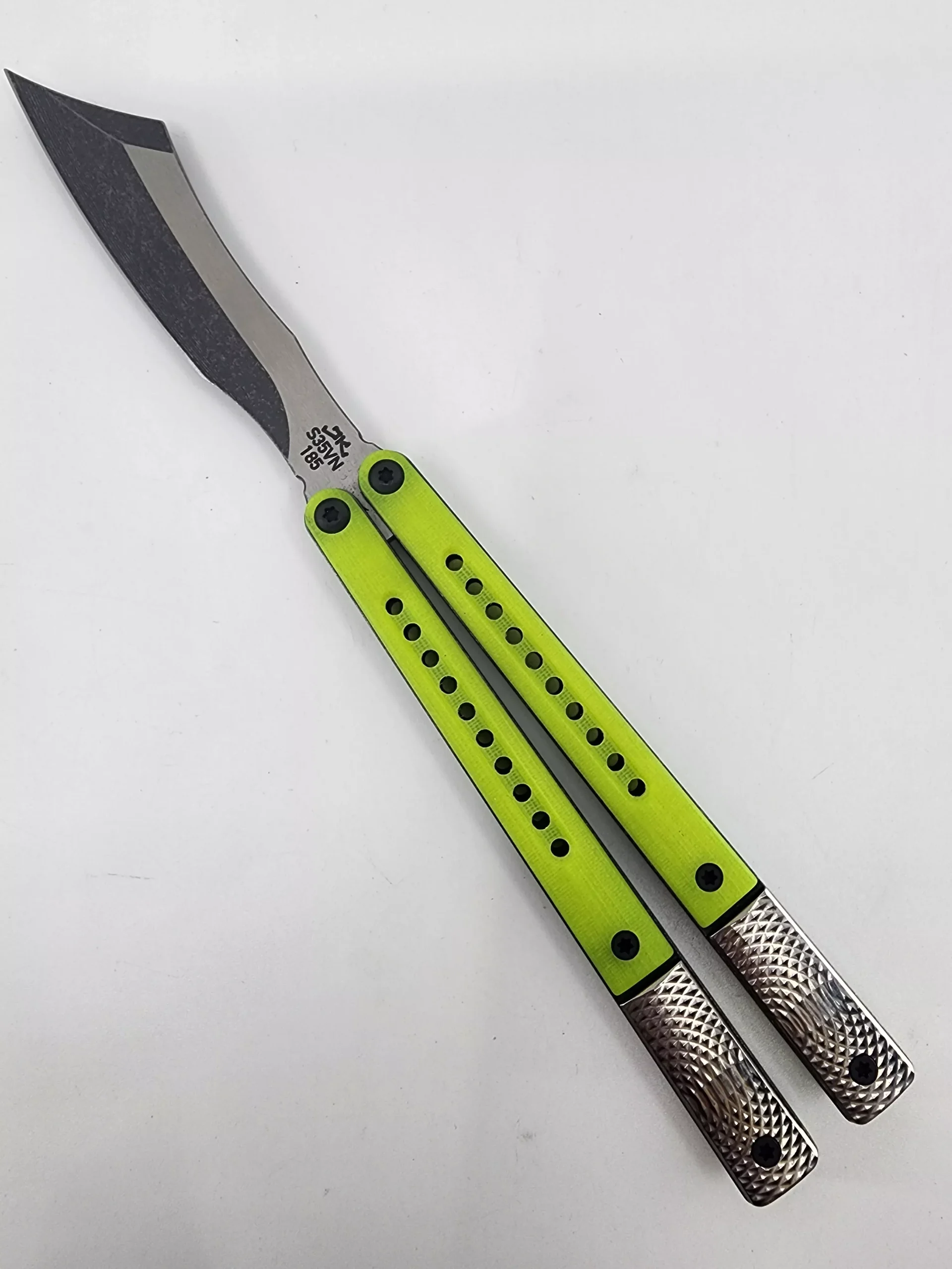 JK Design Lytech Green Live Blade Balisong