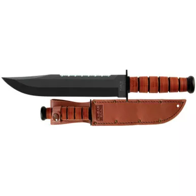 KA-BAR 2217 Big Brother Fixed Knife 14.38" Clip Point 1095 Cro-Van Blade, Brown Leather Handle