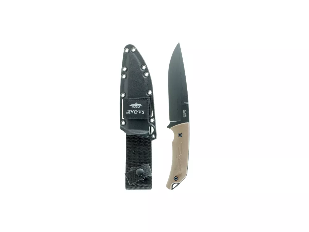 Ka-Bar 6.25" Fixed Blade 1095 Steel Knife Brown Handle w/Sheath