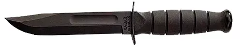 Ka-Bar Fighting/Utility 5.25" Fixed Clip Point Plain Black 1095 Cro-Van Blade, Black Kraton G Handle, Includes Sheath