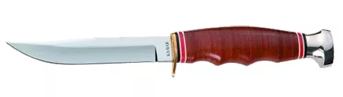Ka-Bar Hunter 4″ Fixed Clip Point Plain Polished 5Cr15MoV SS Blade, Stacked Leather w/Finger Grooves Leather Handle, Includes Sheath