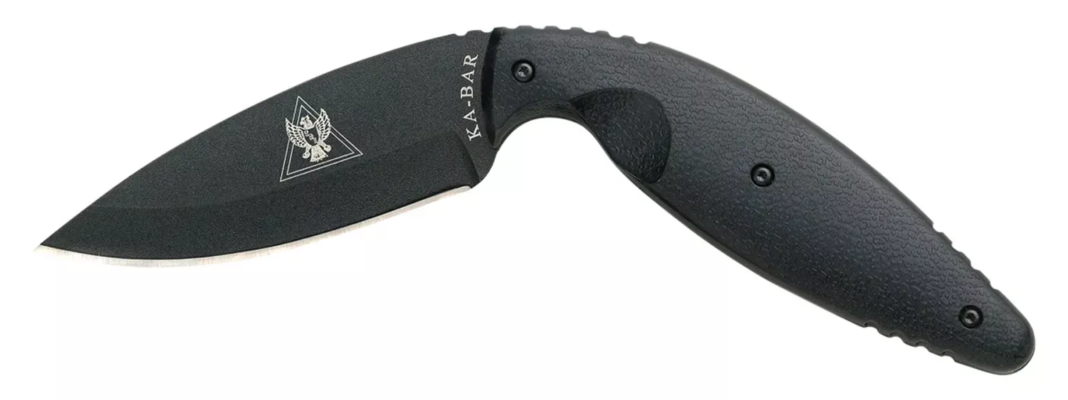 Ka-Bar TDI Law Enforcement Large 3.69" Fixed Drop Point Plain Black AUS-8A SS Blade, Black Zytel Handle, Includes Belt Clip/Sheath