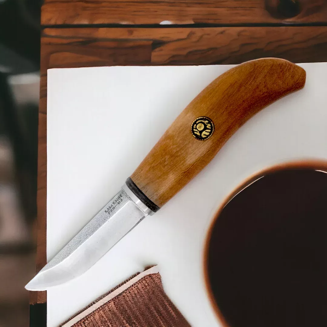 Kam Knife – P20 – D2 Steel – Maun Wood Curved Handle – Fixed Blade