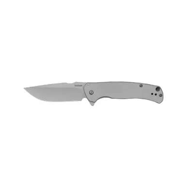 Kershaw 1416 Scour Assisted Folding Knife 3.3" 8Cr13MoV Drop Point Plain Edge Blade, Silver Stainless Steel Handle
