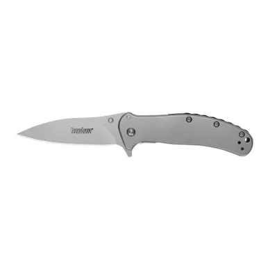 Kershaw 1730SS Zing Stainless Folding Knife Assisted SpeedSafe Drop Point 3.00" 8Cr13MoV Plain Edge Blade, Stainless Steel Handle