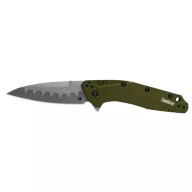 Kershaw 1812OLCB Dividend, Olive Composite Blade Folding Knife Assisted SpeedSafe Drop Point 3.00" CPM D2, N690 Plain Edge Blade, Olive Handle