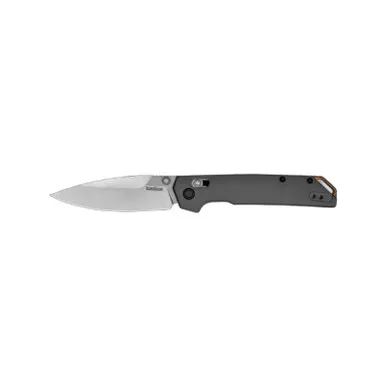 Kershaw 2038 Iridium Folding Knife 3.4" D2 59-60 Stonewashed Spear Point Plain Edge Blade, Gray Anodized Aluminum Handle
