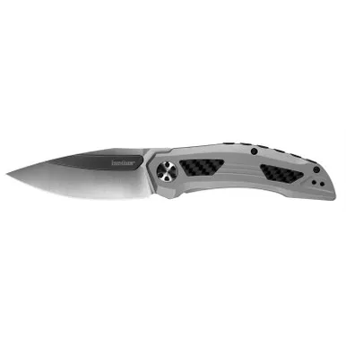 Kershaw 5510 Norad Folding Knife Drop Point 3.30" Gray PVD Coating D2 Plain Edge Blade, Silver & Black Handle