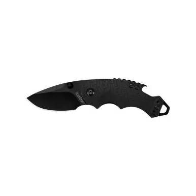 Kershaw 8700BLK Shuffle, Black Folding Knife Drop Point 2.40" Black-Oxide Coating 8Cr14MoV Plain Edge Blade, Black Handle