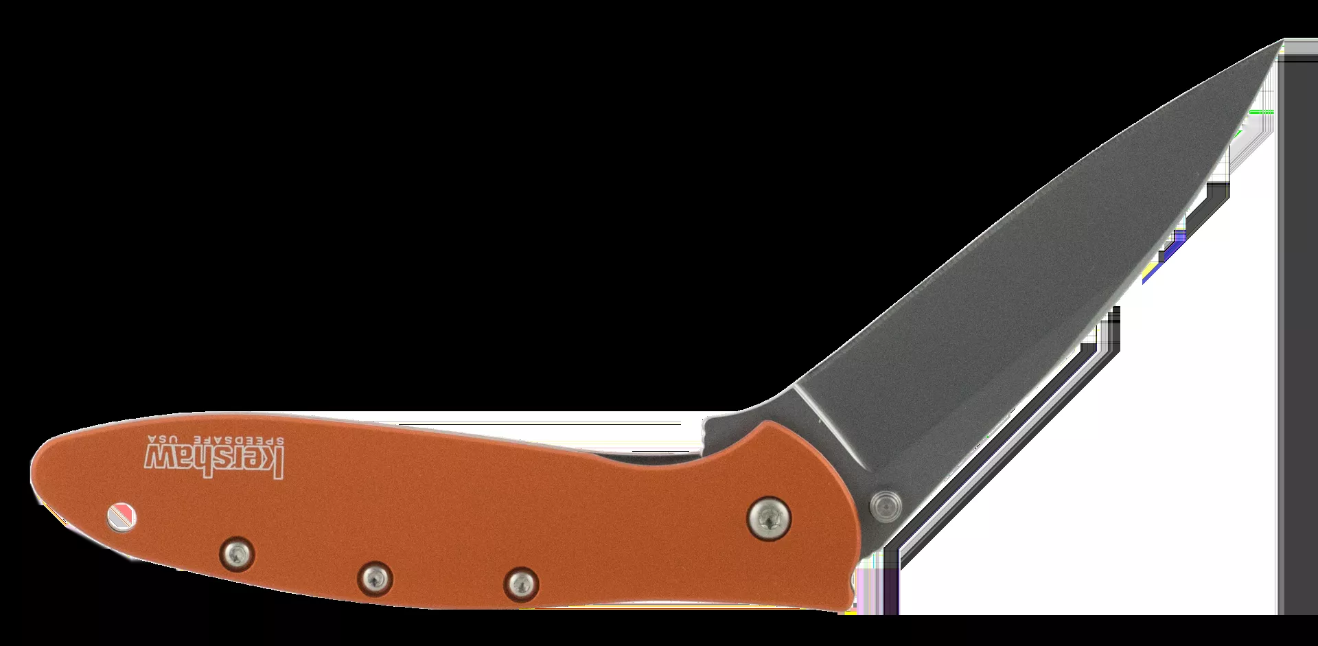 Kershaw Leek 3″ Folding Drop Point Plain Bead Blasted 14C28N Steel Blade Orange Anodized Aluminum Handle Includes Pocket Clip