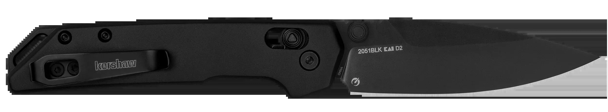 Kershaw Mini Iridium DuraLock Folding Knife, D2 Black Oxide Spear Point, Black Aluminum Handle 2051BLK