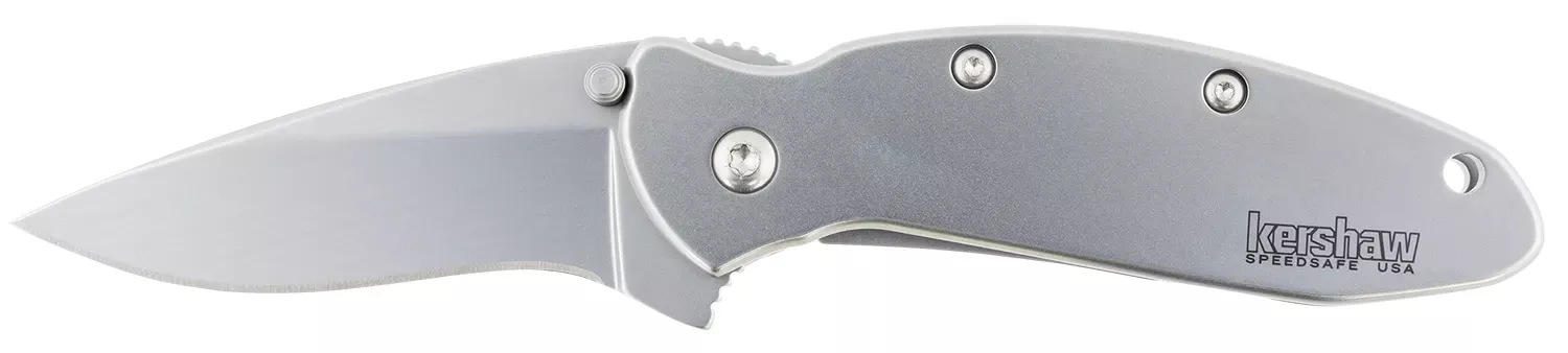 Kershaw Scallion 2.40″ Folding Drop Point Plain Bead Blasted 420HC SS Blade/Bead Blasted 410 Stainless Steel Handle Includes Pocket Clip