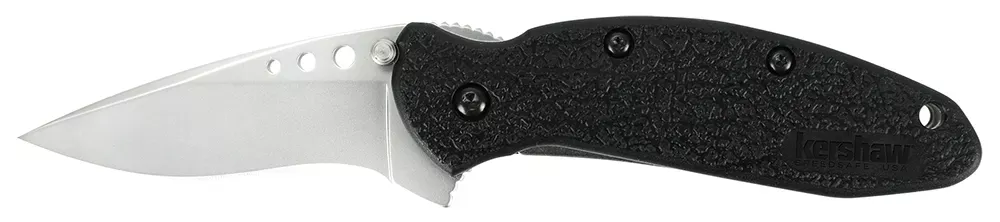 Kershaw Scallion 2.40″ Folding Flipper Plain Bead Blasted 420HC SS Blade Black Glass-Filled Nylon Handle Includes Pocket Clip