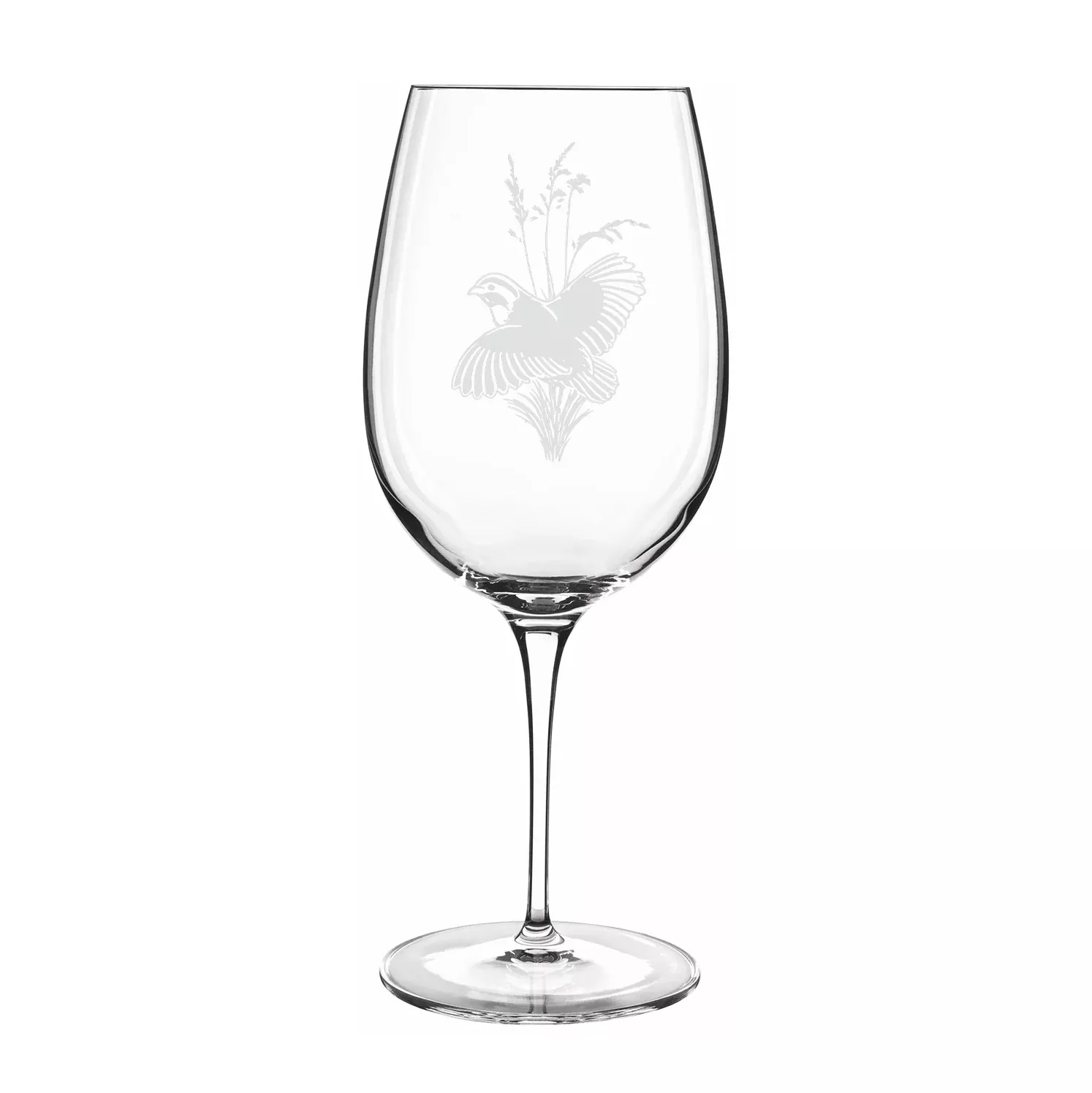 Kevin's Etched Crystal Red Wine Glass