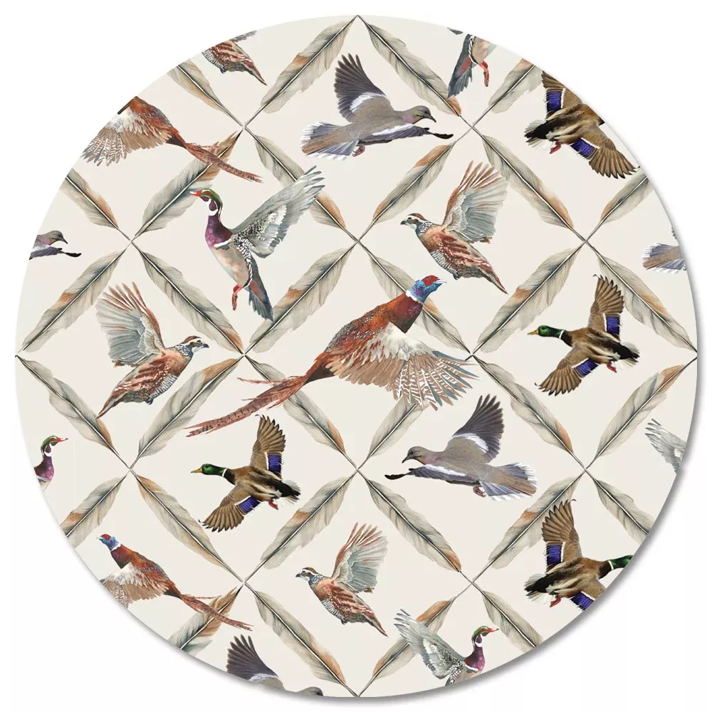 Kevin's Game Bird and Feather Round Vinyl Placemat