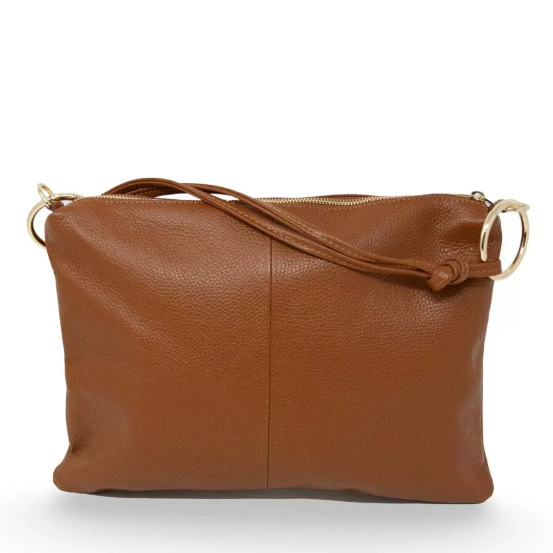 Kevin's Leather Hand Bag w/ Gold Rings