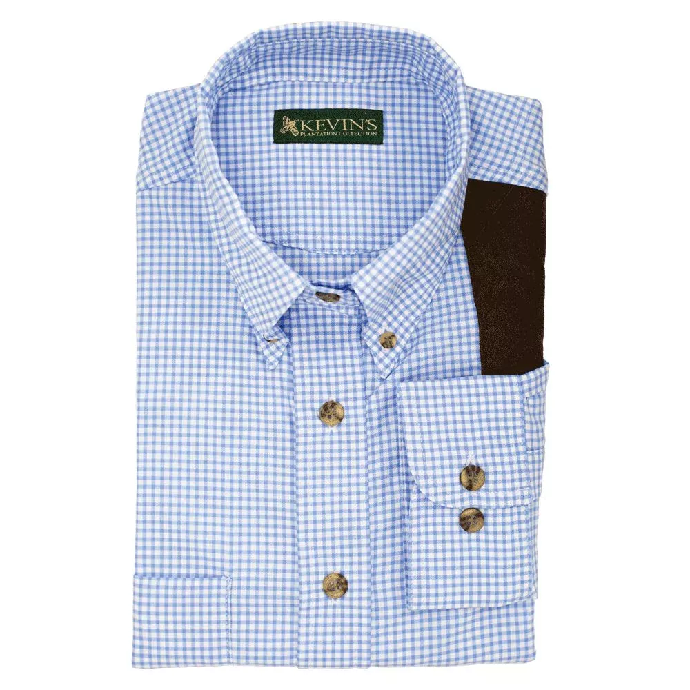 Kevin's Mini Blue Performance Tattersall Left Hand Long Sleeve Shooting Shirt