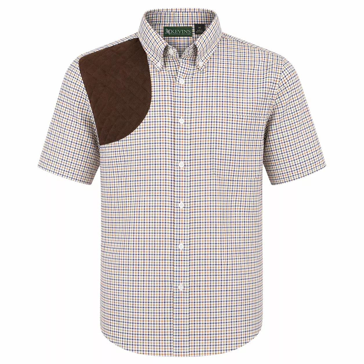 Kevin's Orange Blue Tattersall Right Hand Short Sleeve Shooting Shirt