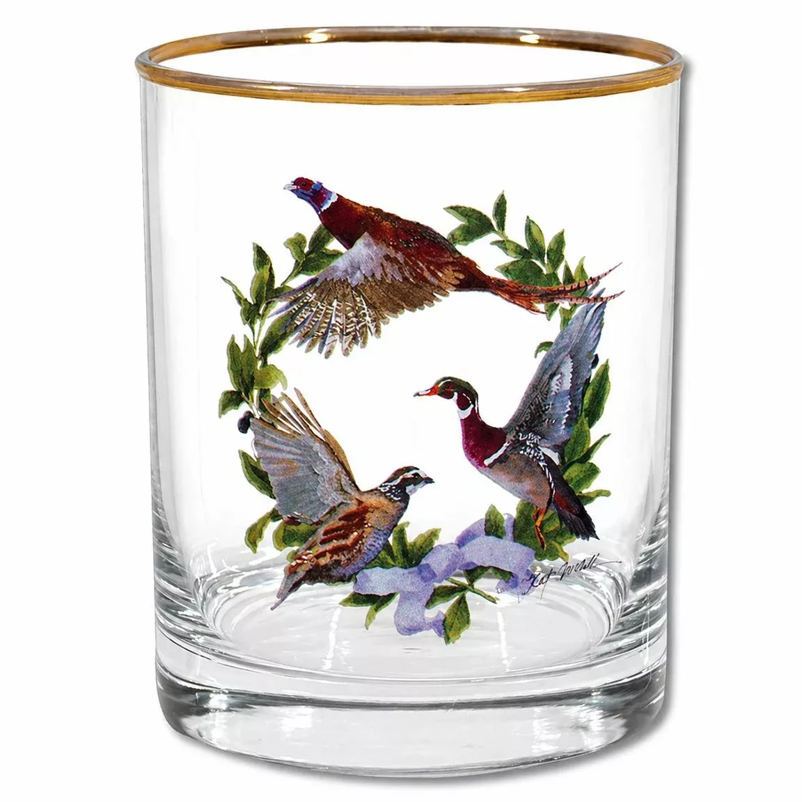 Kevin's Upland Wreath 14 oz Double Old Fashioned Glass Set