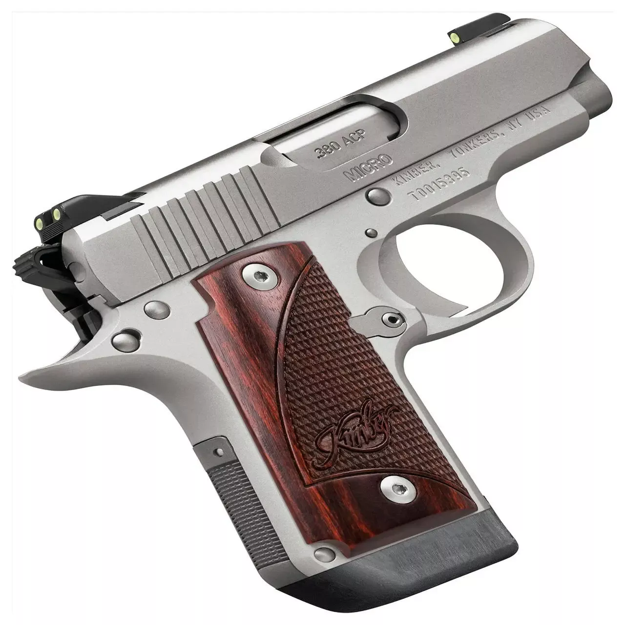 Kimber Mfg, Inc Micro Stainless Rosewood NS Micro 380 ACP Pistol 7+1 2.75" Stainless 3300207