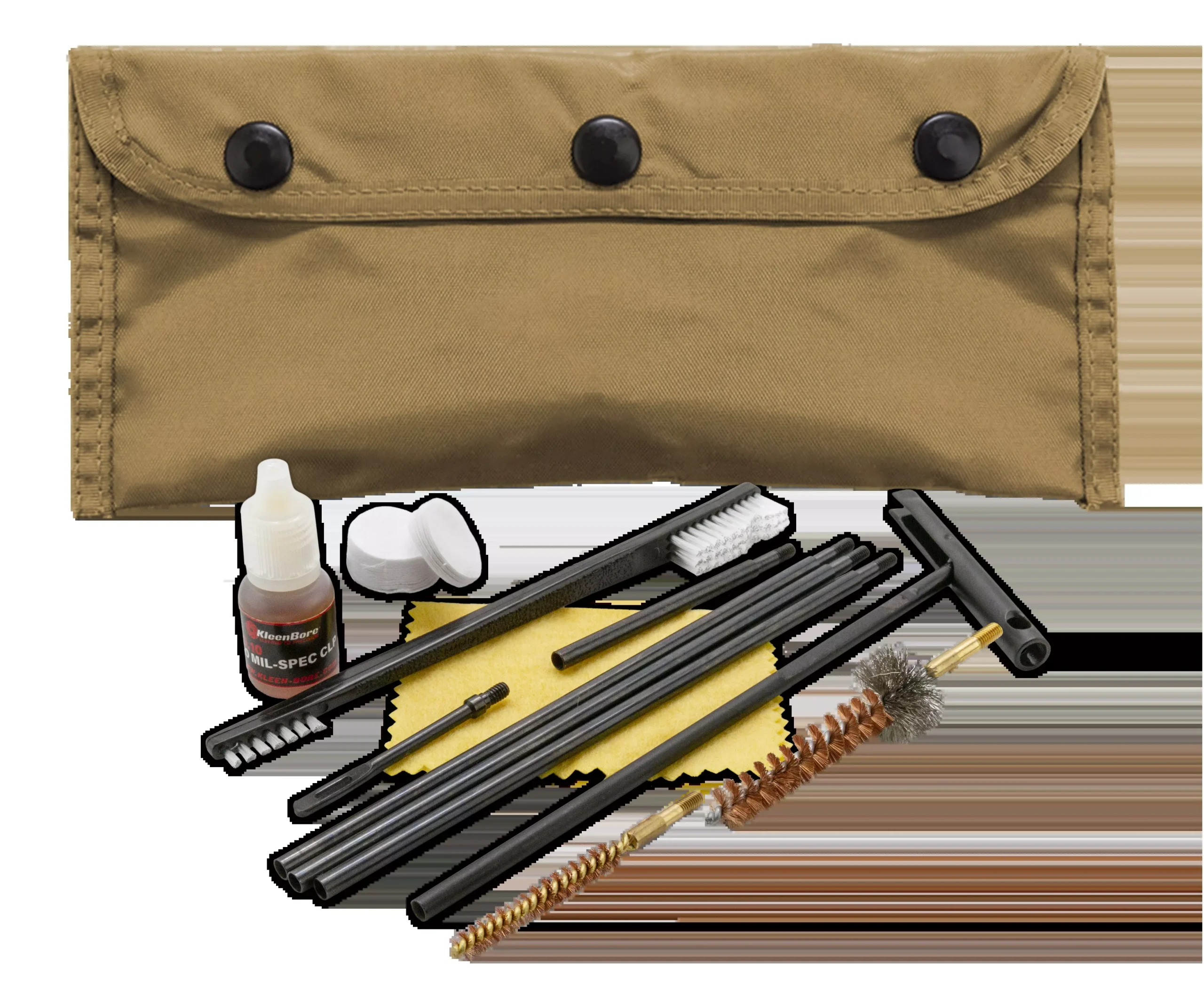 Kleen-Bore Modular Gun Cleaning Kit, Coyote Tan Nylon Case, Multi-Caliber Handgun/Rifle – POU302T