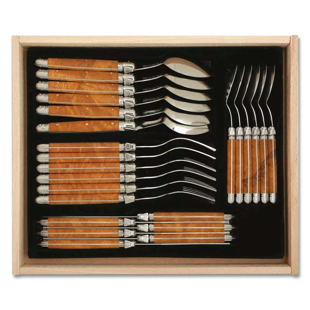 Laguiole Olive Wood Place Settings (Set of 6, 4 Pc.)