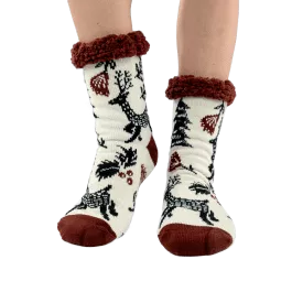 Lazy One Silent Night Plush Sock - Red Plaid