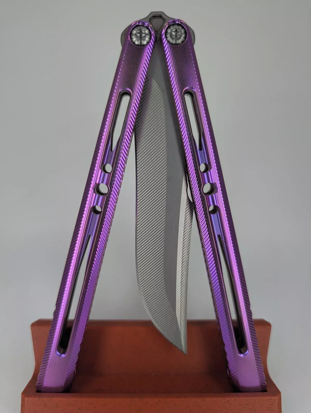 LDY Vixen Purple Titanium Live Blade Balisong