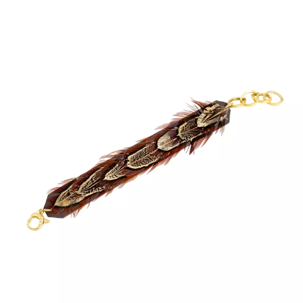 Leather and Pheasant Feather Bracelet
