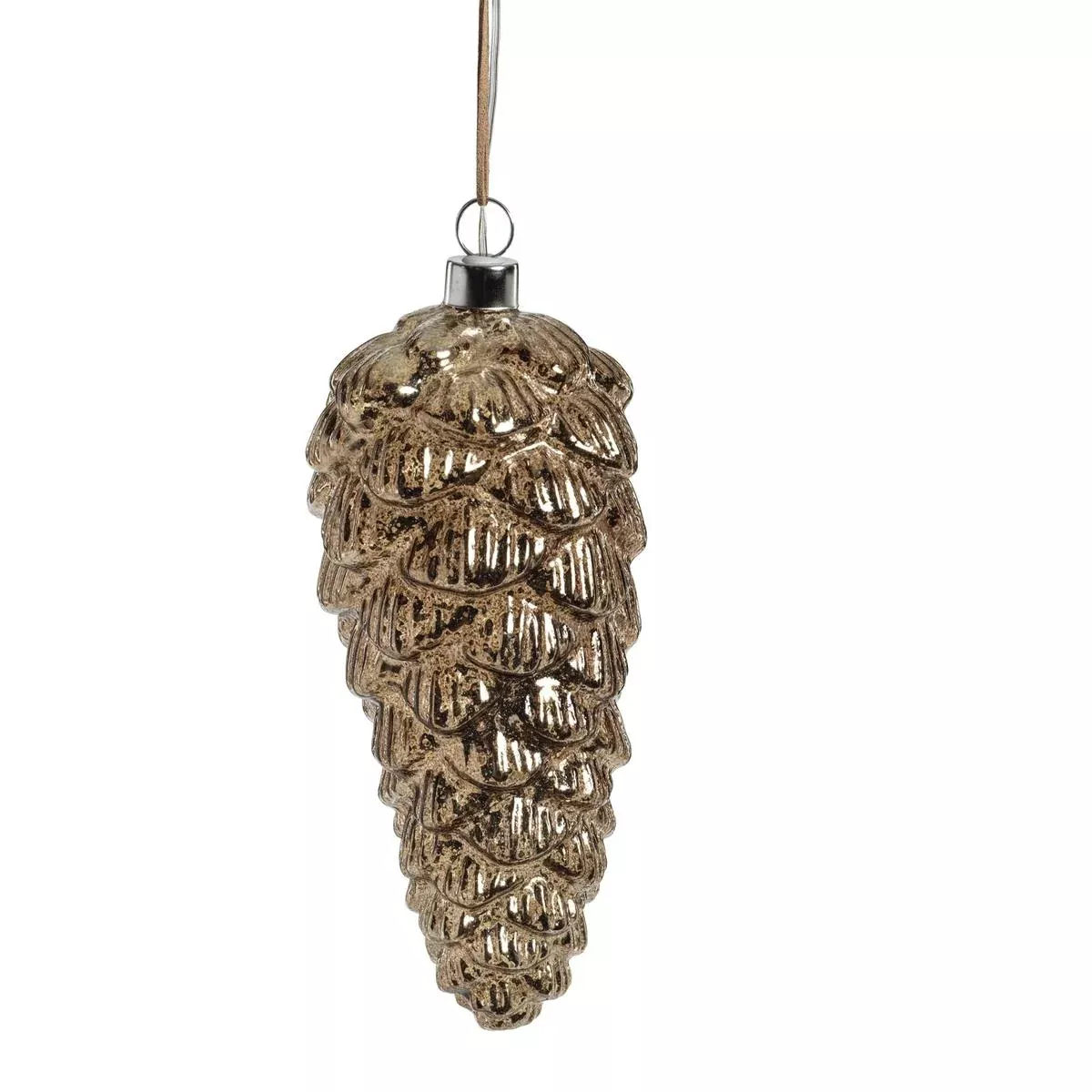 LED Decorative Glass Pinecone Antique Dark Gold Ornament